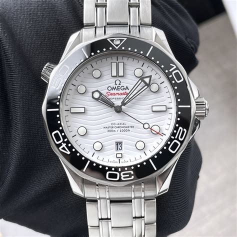 omega seamaster white dial for sale|omega seamaster 300m white face.